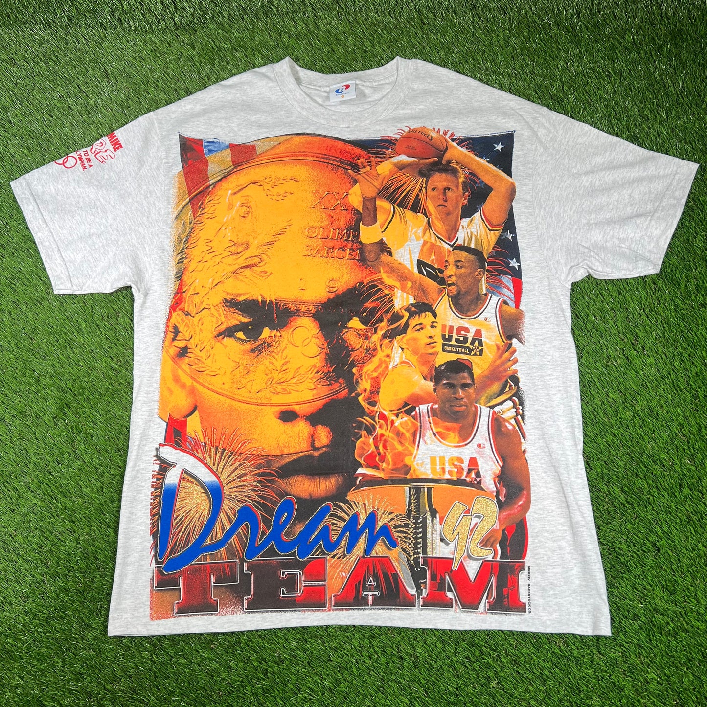 Dream Team AOP Modern Print Grey Tee Size Large USED v16717