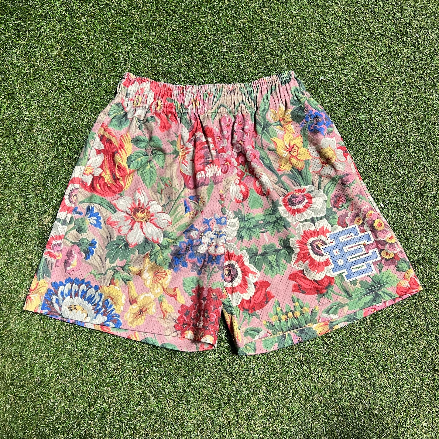 Eric Emanuel Floral Short/Blue Logo Size Medium USED x13717