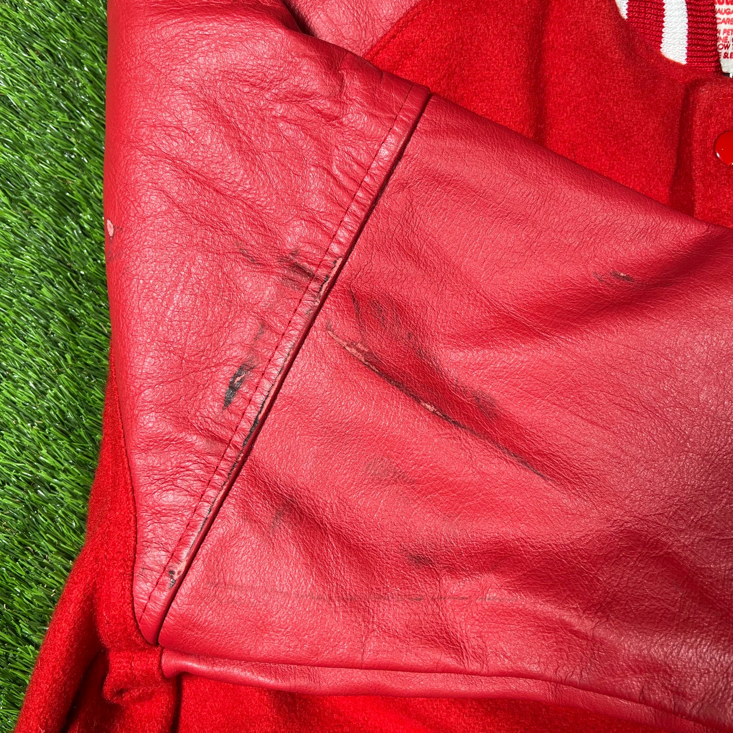 1990s Matts Jacket Red Varsity Jacket Size 44 (XL) USED v17107