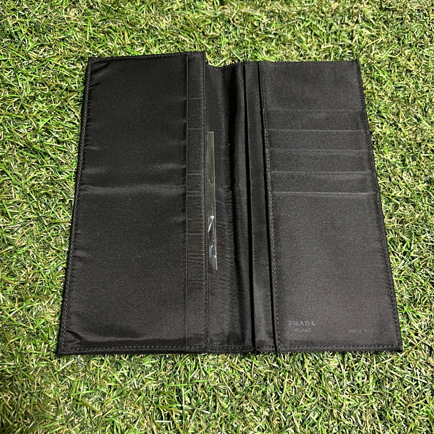 1990s Prada Saffiano Checkbook Black Wallet USED x14079