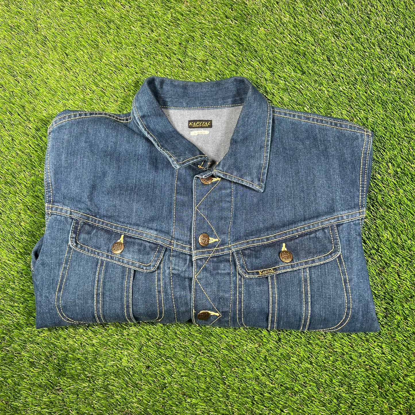 Kapital Smiley Face Denim Jean Jacket Size Medium USED x14912
