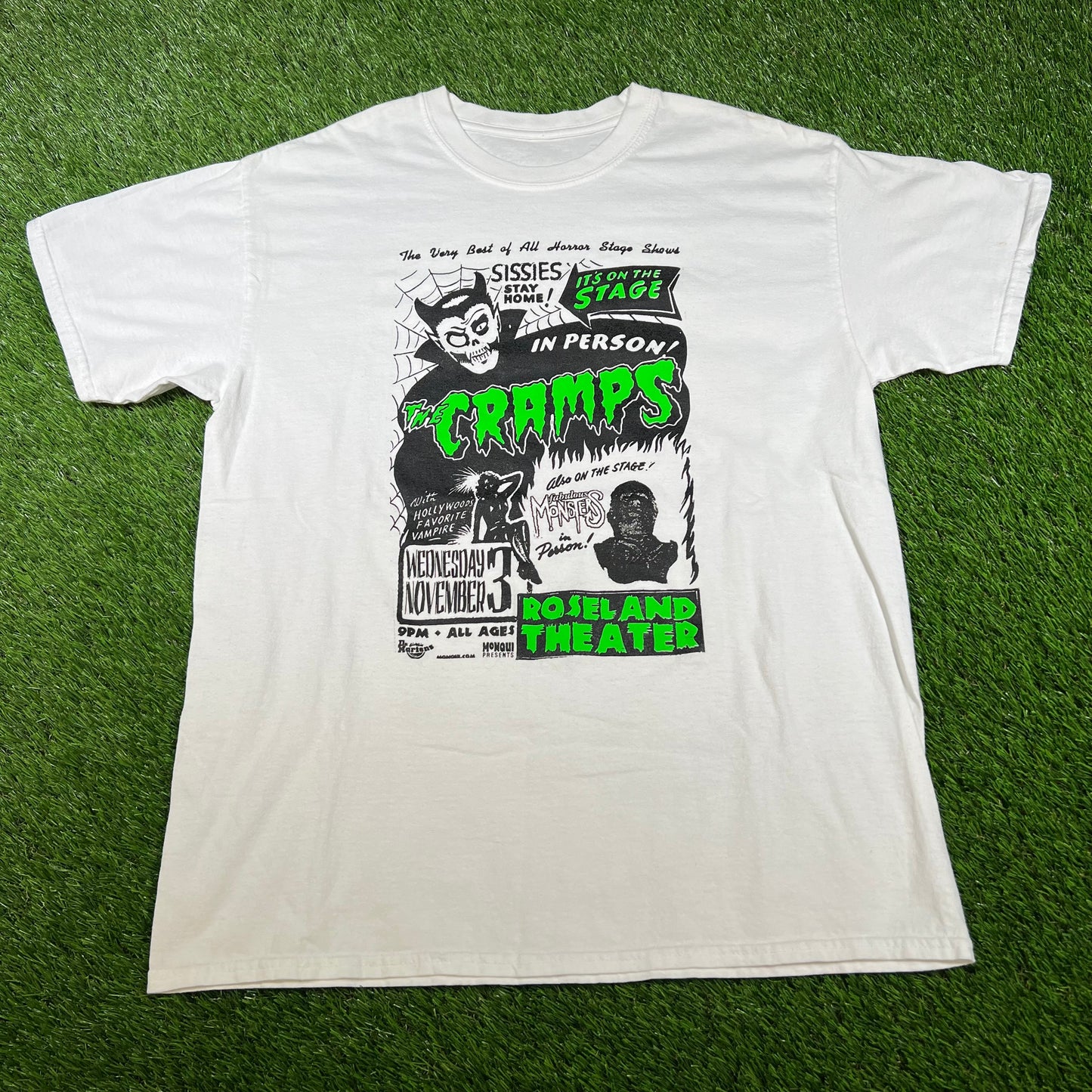 The Cramps Modern Horror White Tee Size Large USED v16614