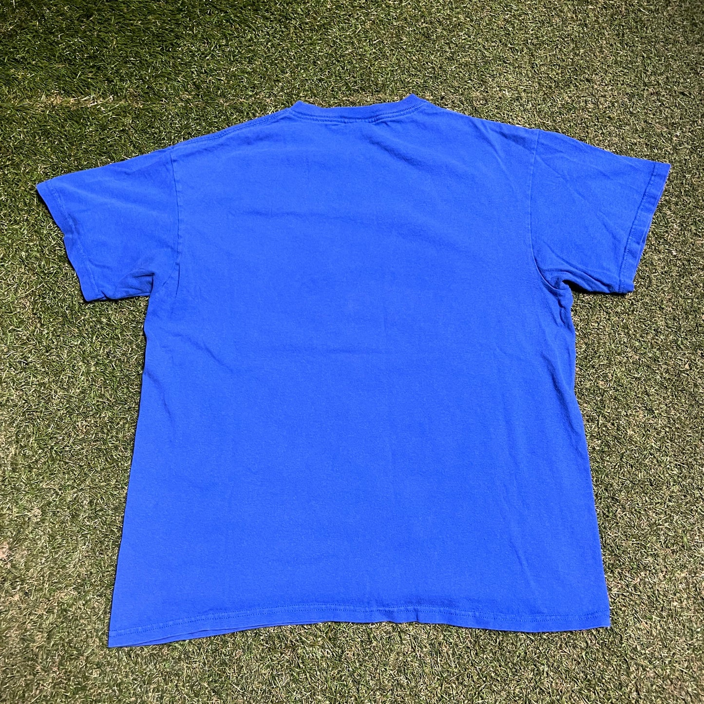 2012 New York Giants Blue Super Bowl Champions Tee Size Large USED v16497