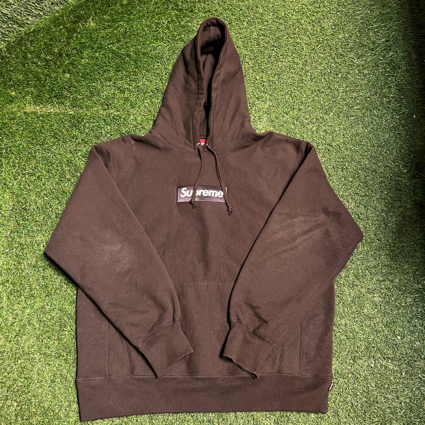 Supreme 2021 Box Logo Brown Hoodie Size Medium USED x13305