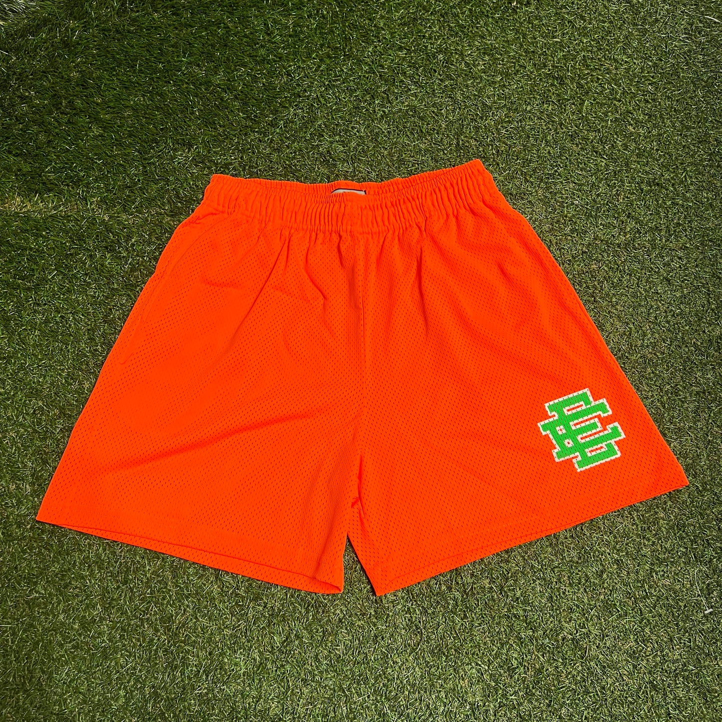Eric Emanuel Green Logo Orange Shorts Size XL NEW x13450