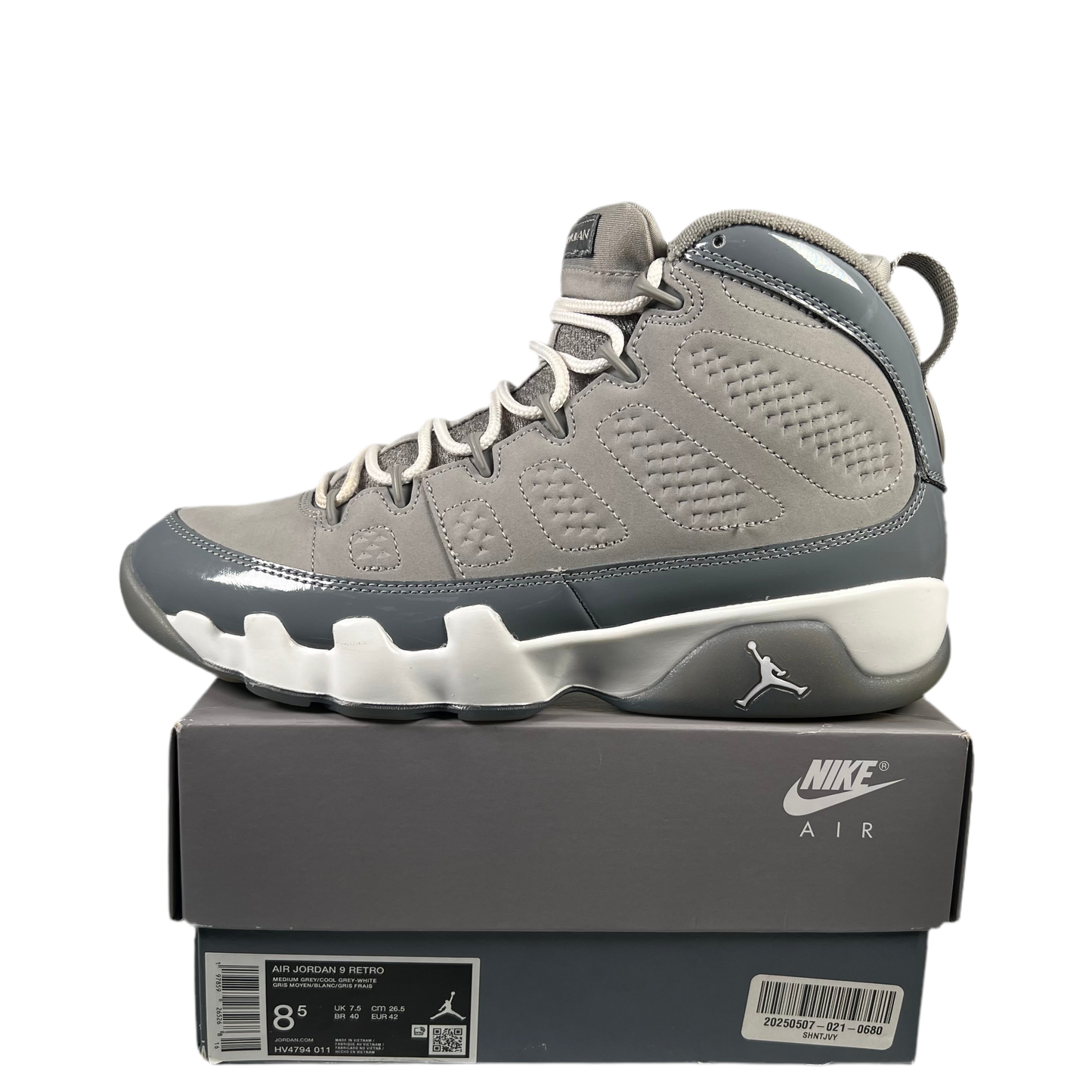Jordan 9 Cool Grey (2025) Size 8.5 USED s18406