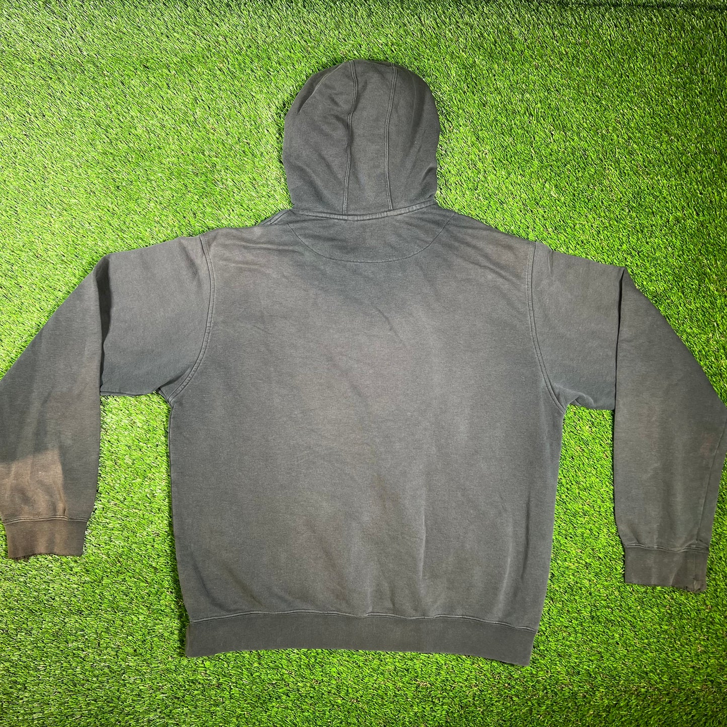 Y2K Nike Block Lettering Washed Black Hoodie Size Large USED v16531