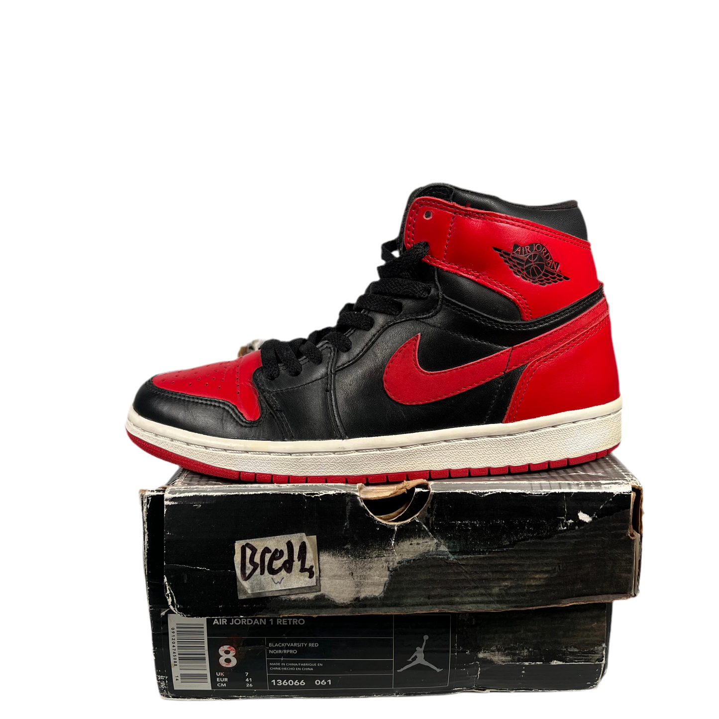 Jordan 1 Bred (2001) Size 8 USED s6872