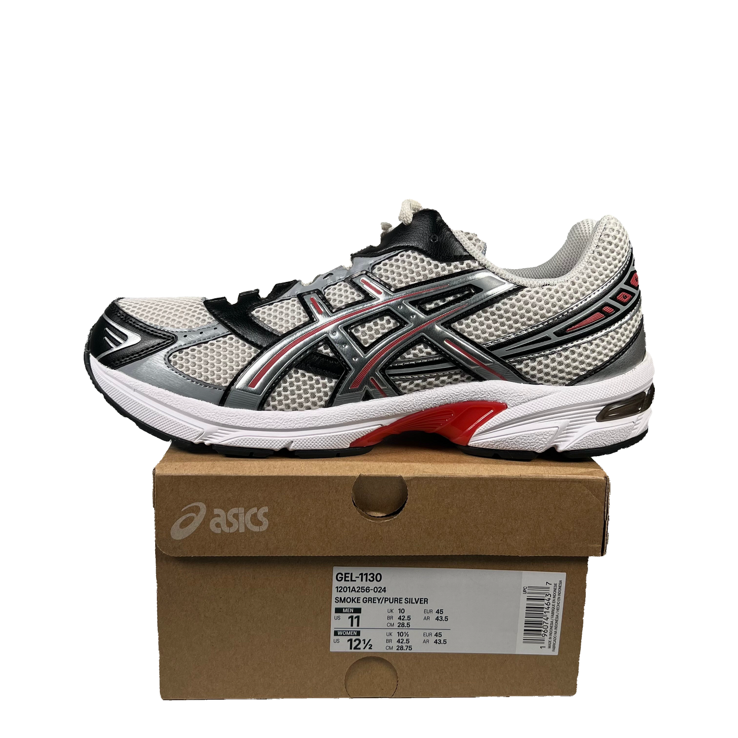 Asics Gel-1130 Smoke Grey Pure Silver Red (2025) Size 11 NEW s18314