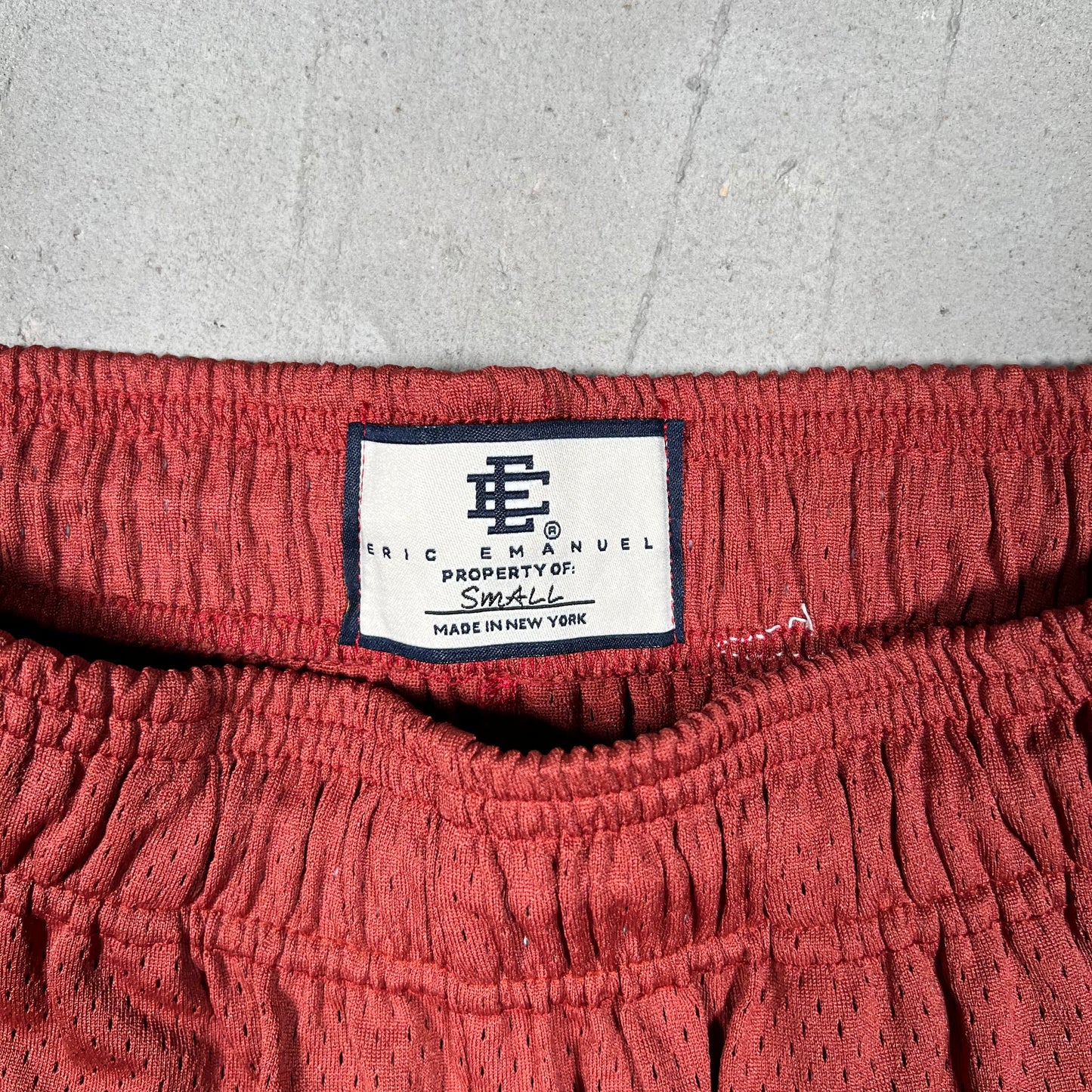 Eric Emanuel Burnt Red/Volt Orange Bolt Mesh Shorts Size Small USED x17556