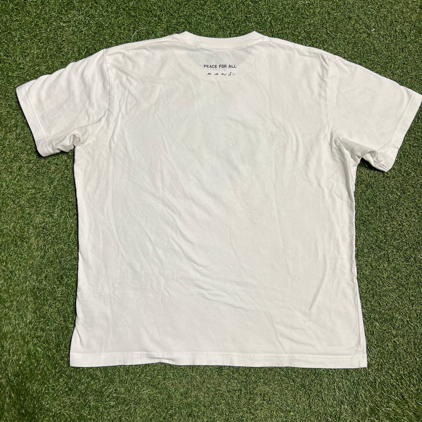 Kaws "Peace For All" Earth White Tee Size XL USED x13613