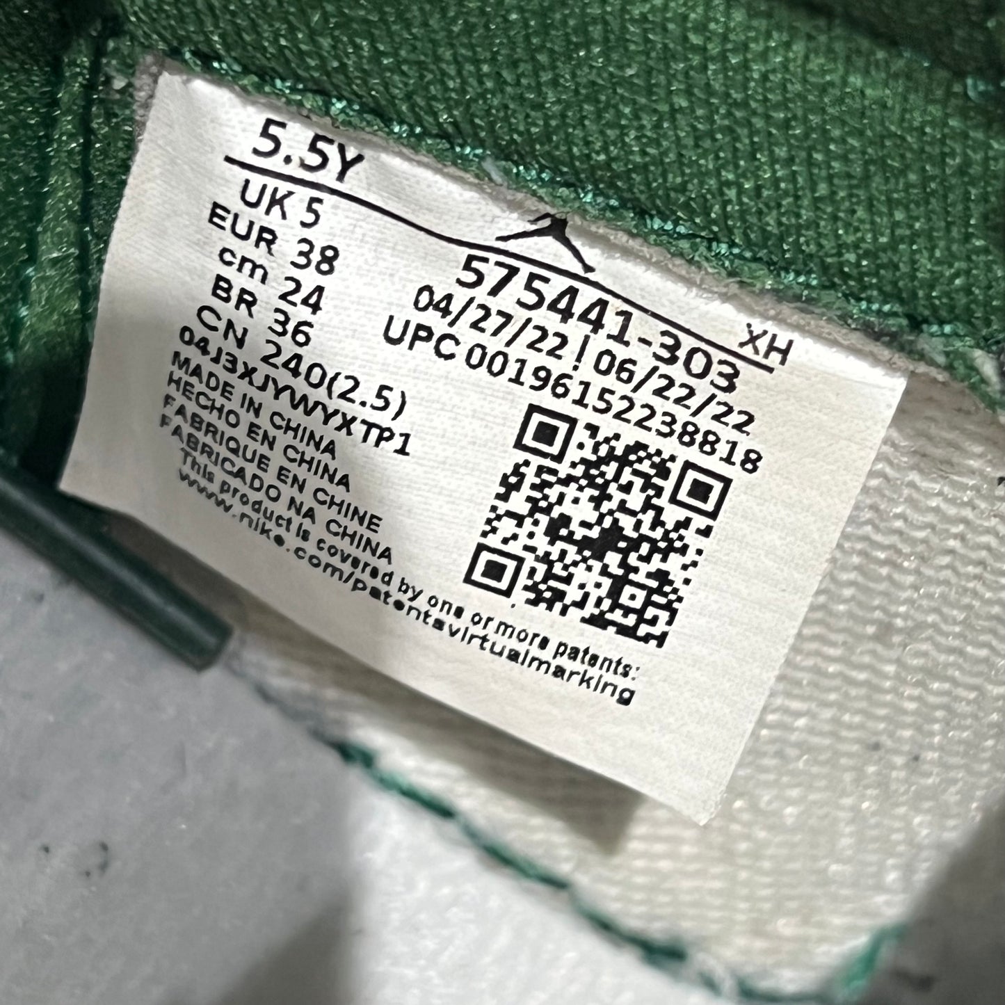 Jordan 1 High Gorge Green (2022) Size 5.5Y USED s19550