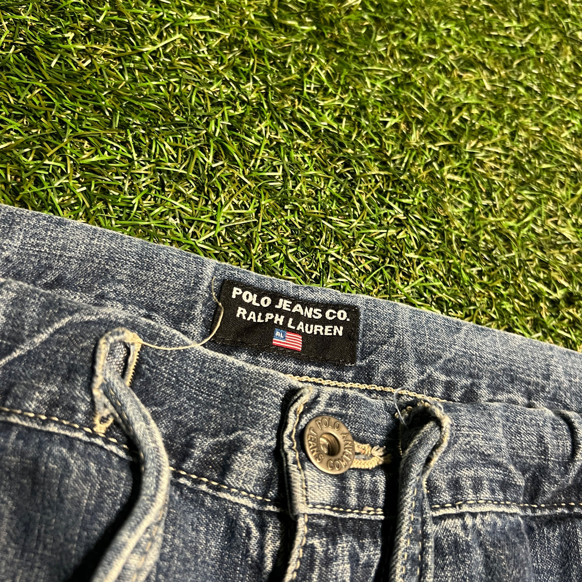 1990s Polo Jeans Co Blue Cargo Jeans Size Large USED v15920