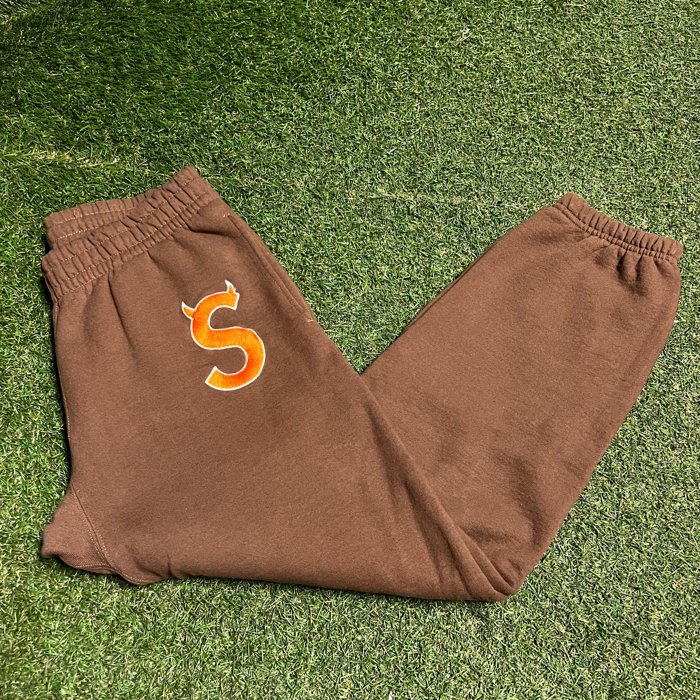 Supreme "S" Logo Brown Sweatpants Size Small USED x14187
