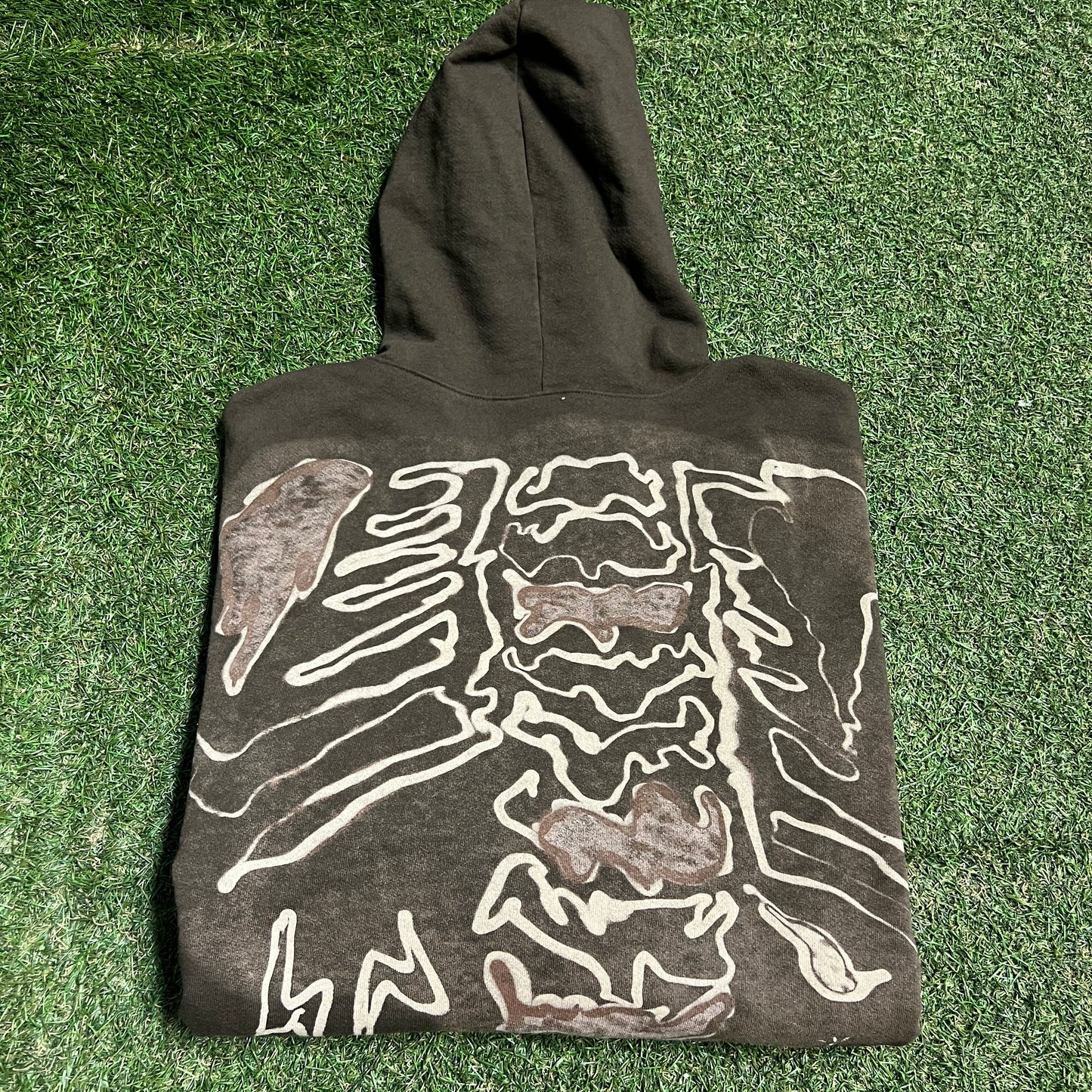 Travis Scott Fragment Skeleton Graffiti Full ZIp Brown Hoodie Size XL USED x13823