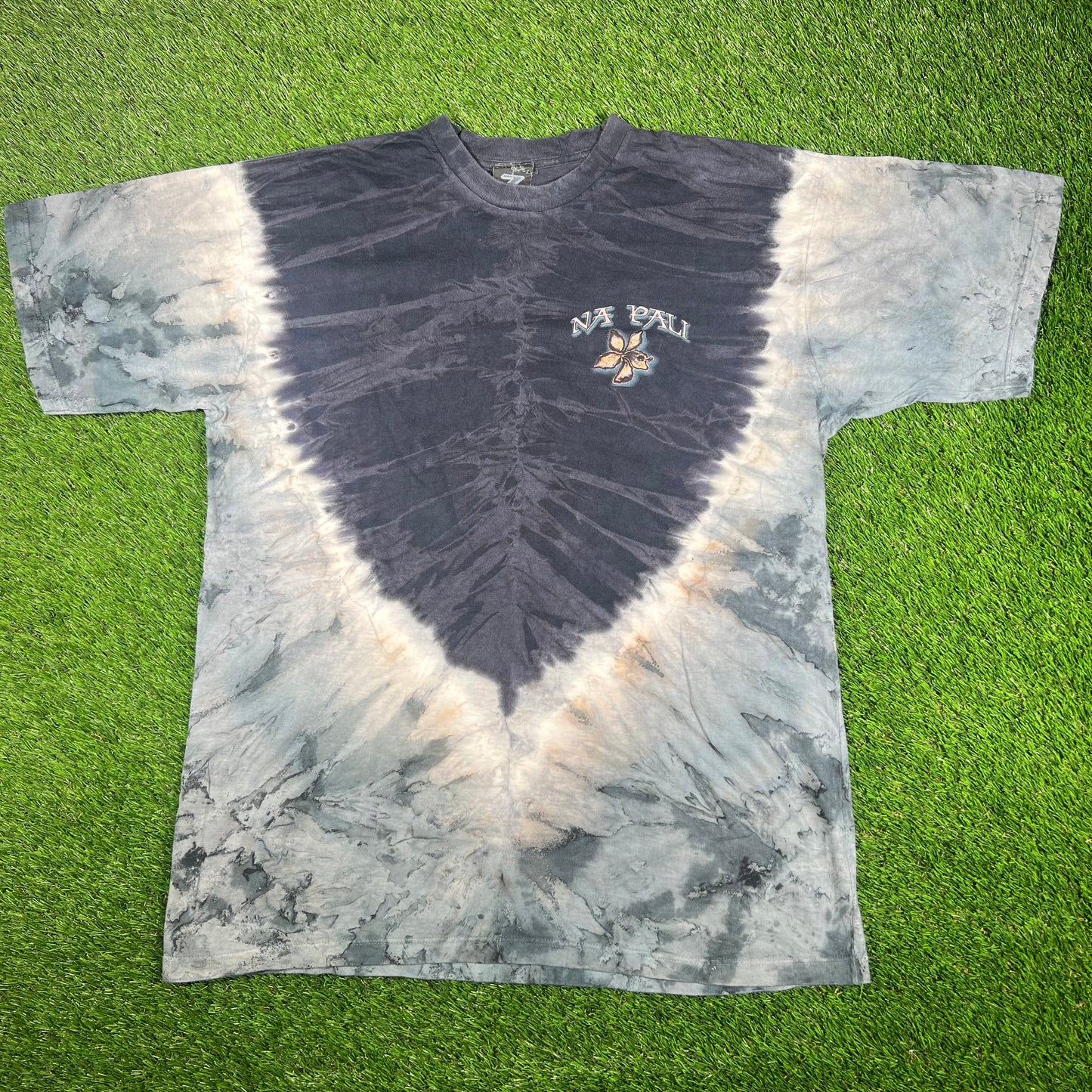 Y2K Na Pali Tie Dye Dragon Back Hit Blue Tee Size XL USED v17089