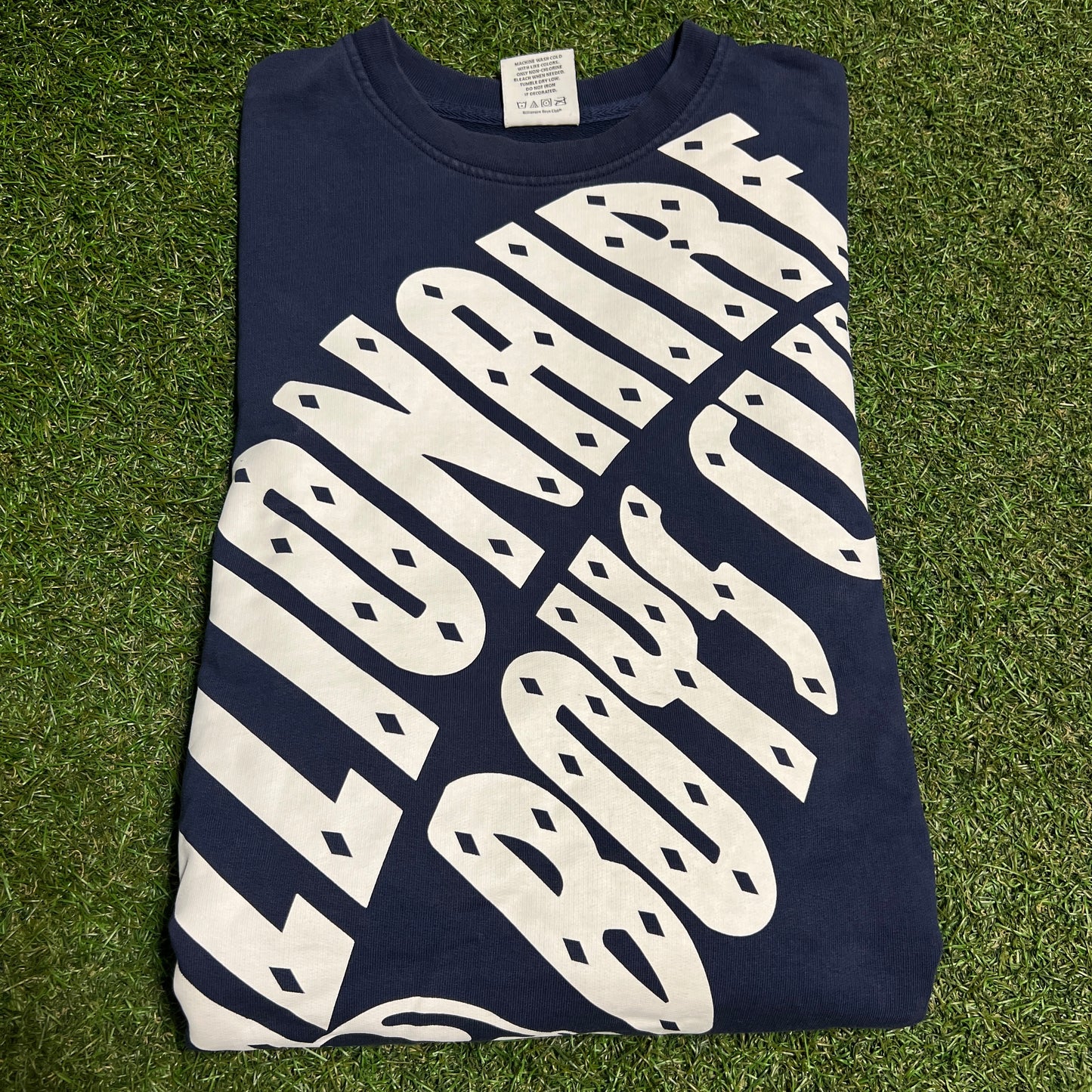 Billionaire Boys Club Chest Spellout Navy Crewneck Size Small USED x13722