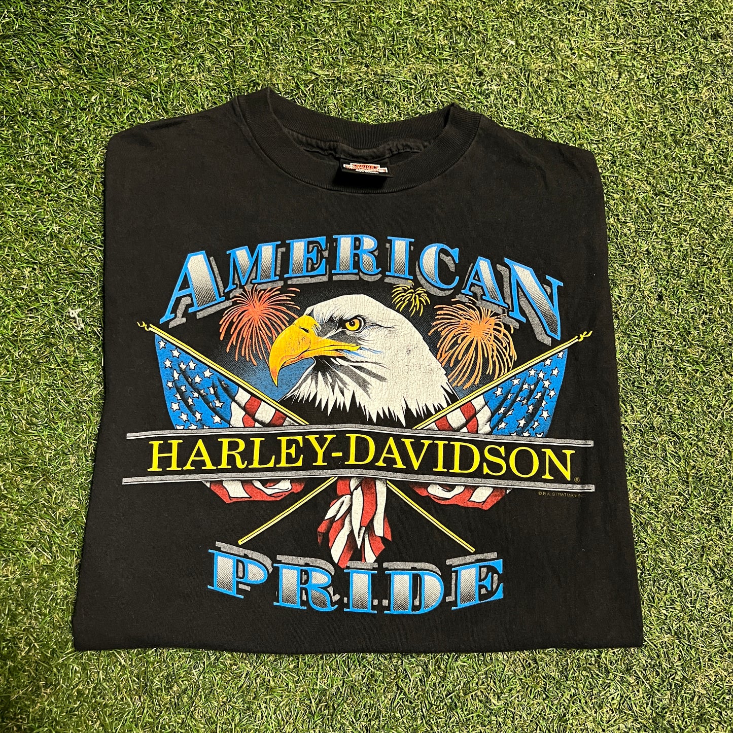 1997 Harley Davidson American Pride Eagle Black Tee Size XL USED v16466