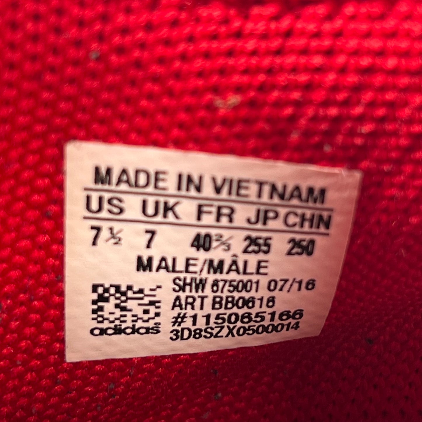 Adidas Pharrell Human Race Red (2016) Size 7.5 USED s6247