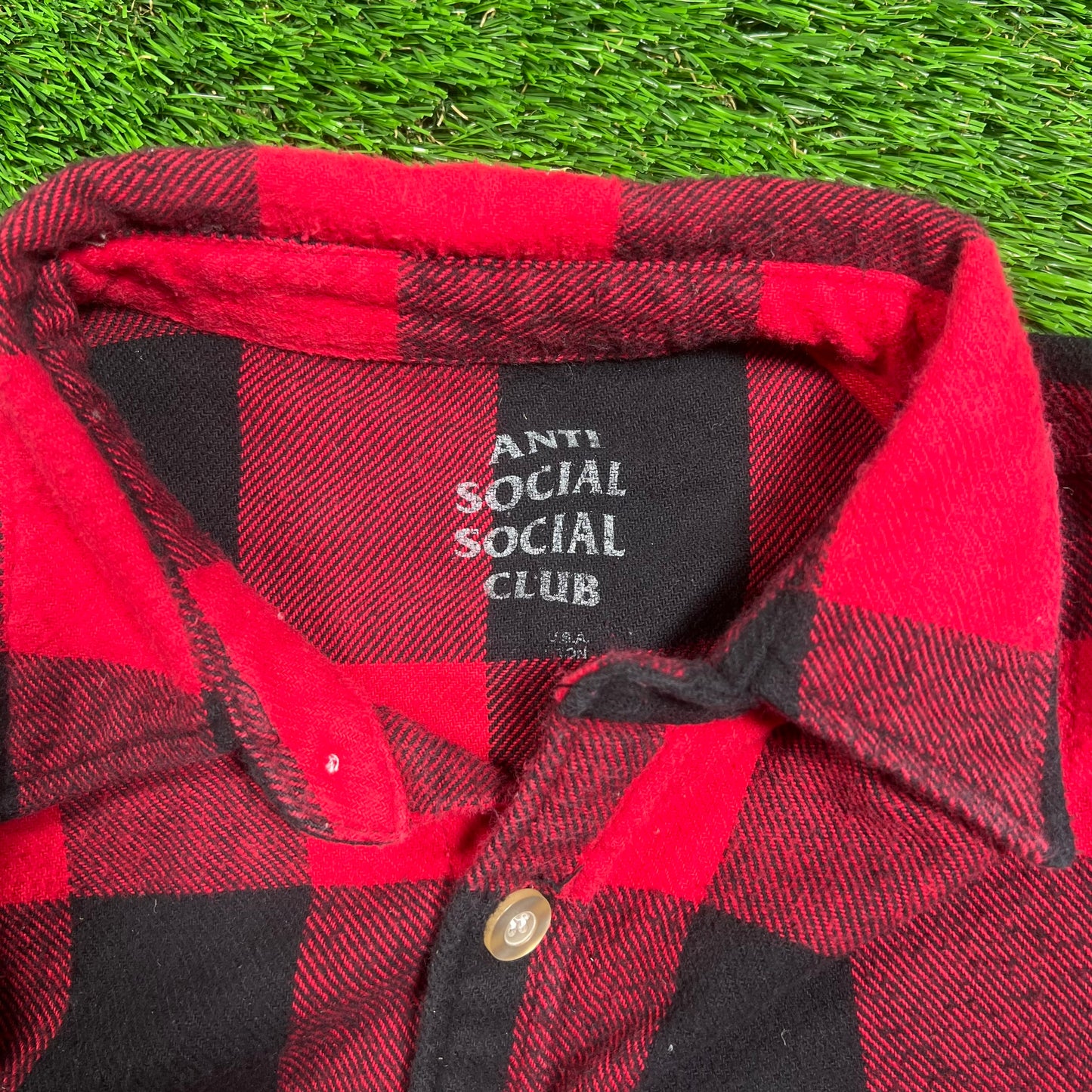 Anti Social Social Club Red Frantic Flannel (2020) Size Medium USED x16234