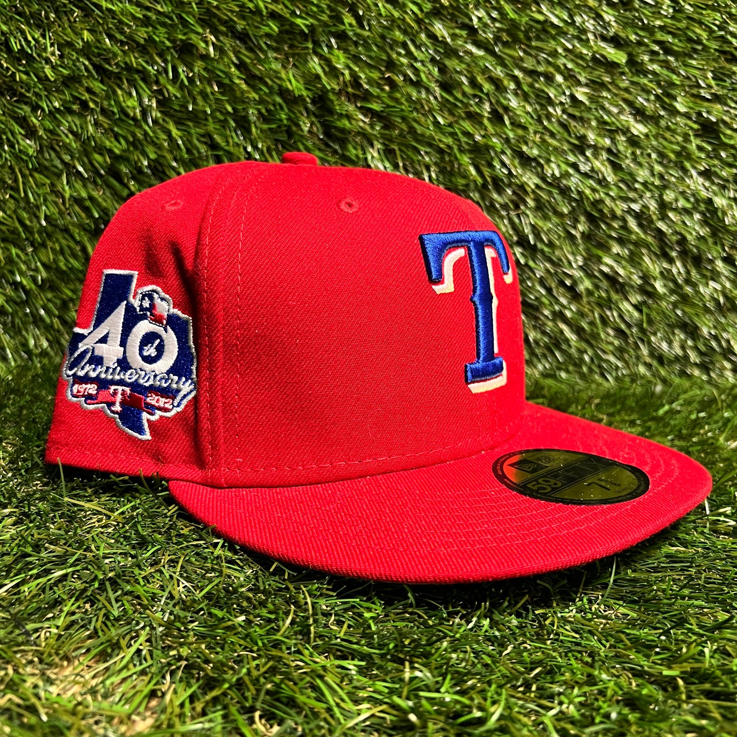 2012 New Era Texas Rangers 40th Anniversary Red Hat Size 7 5/8 USED v16167