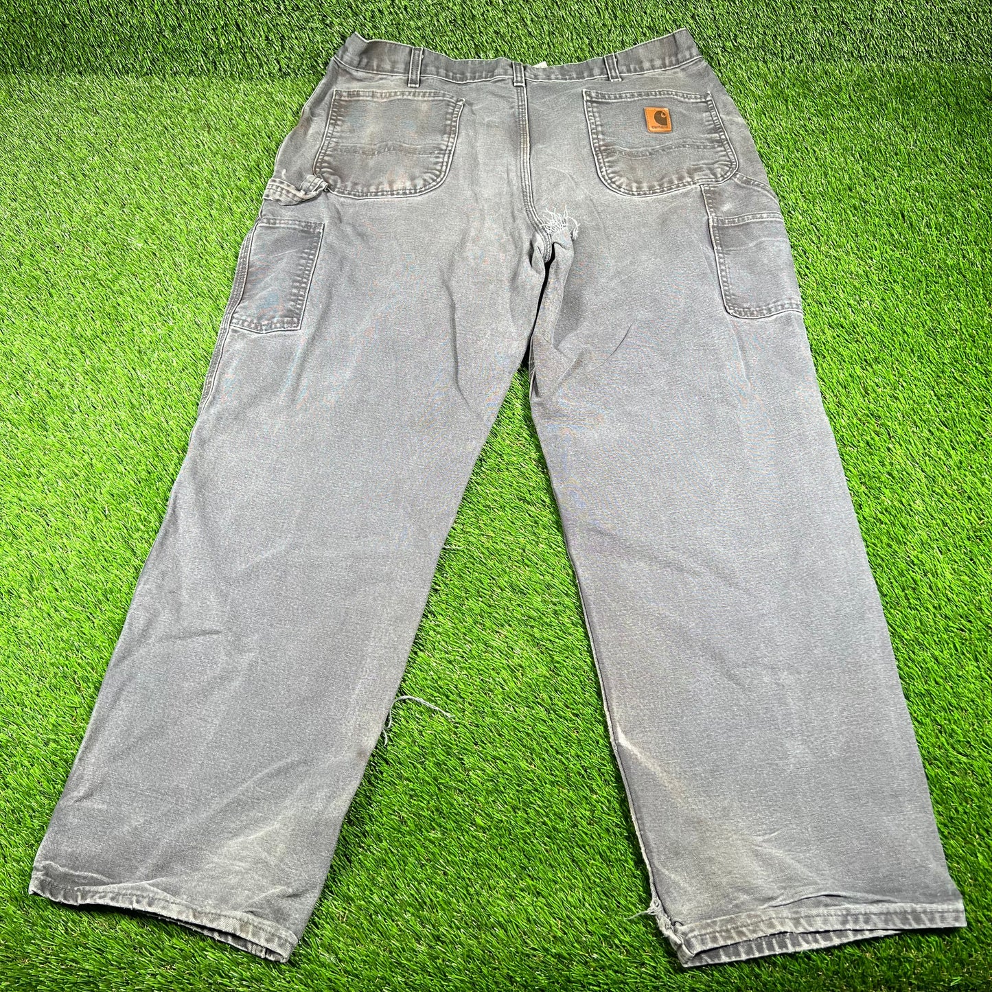 Y2K Carhartt Grey Cargo Pants Size 38 USED v16802