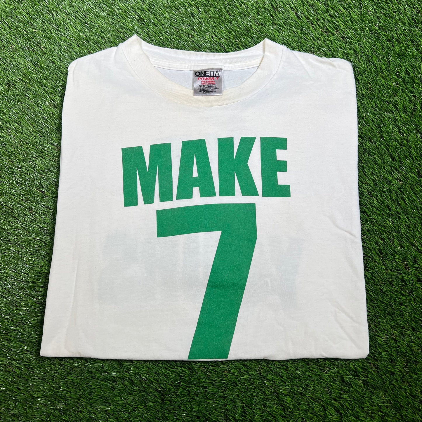 1990s 7UP Make 7 Tee White and Green Size XL USED V16539