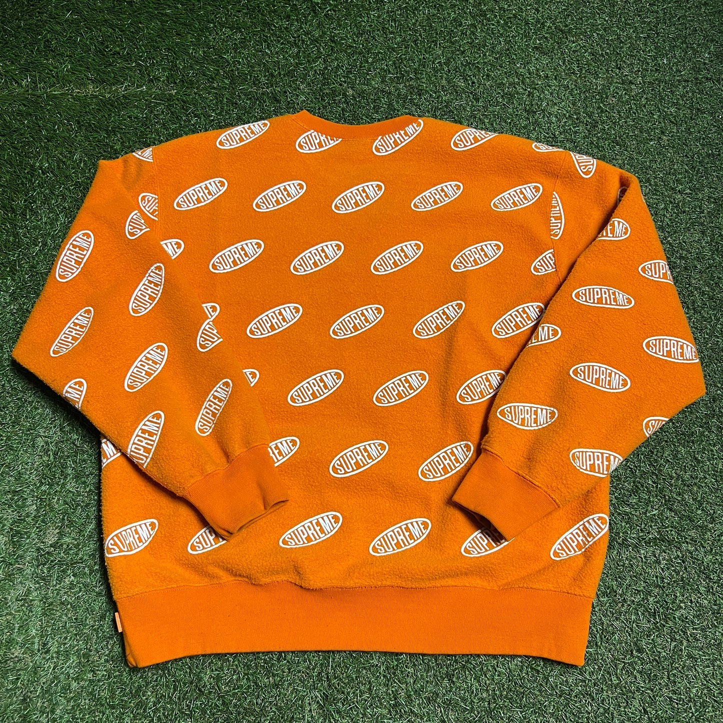 Supreme Reversible Repeat Liner Orange Crewneck Size Medium USED x13924