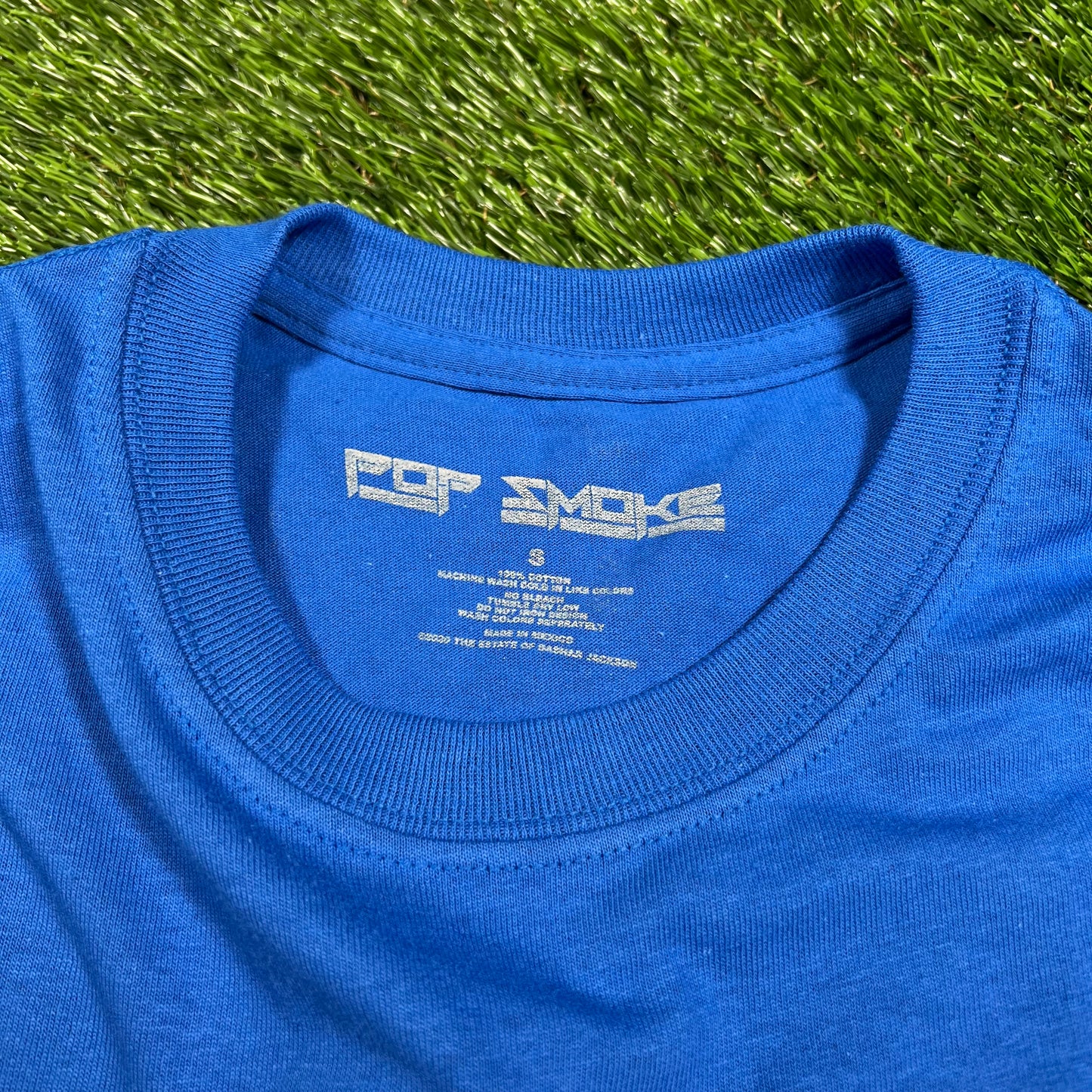 Pop Smoke PS Moon Tag Blue Tee Size Small NEW x14418