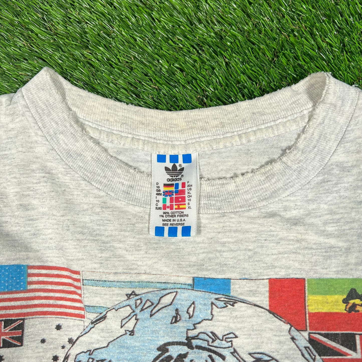 1994 Reggae Sunsplash Adidas Tour Grey Tee Size XL USED v18112