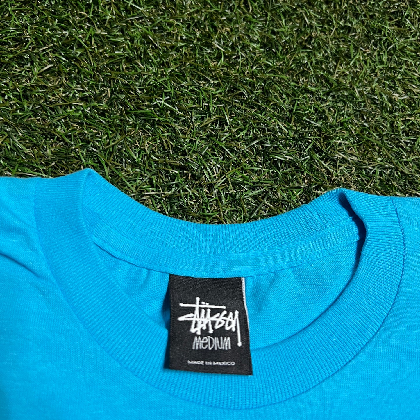 Stussy Blue Beach Crew Tee Size Medium USED x14087