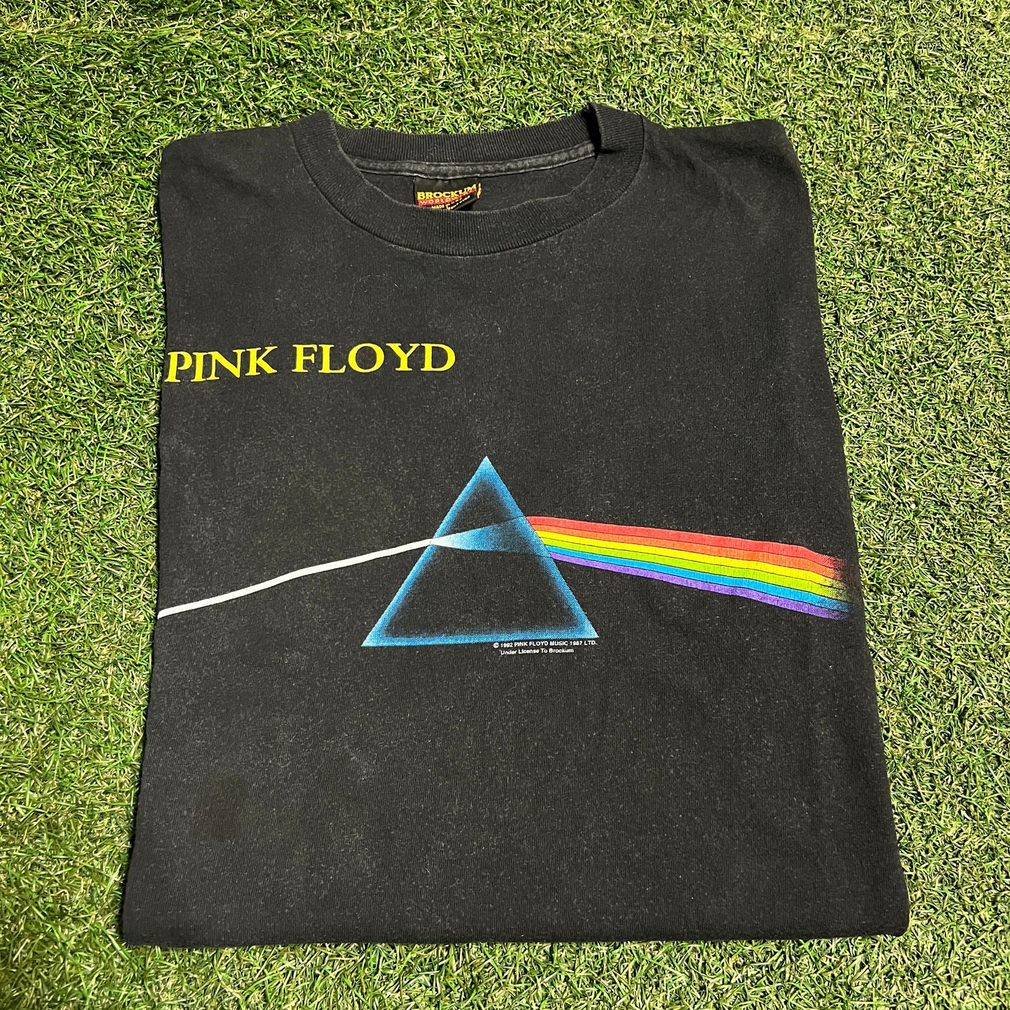 1992 Brockum Tag Pink Floyd Dark Side of the Moon Black Tee Size Large USED v15898