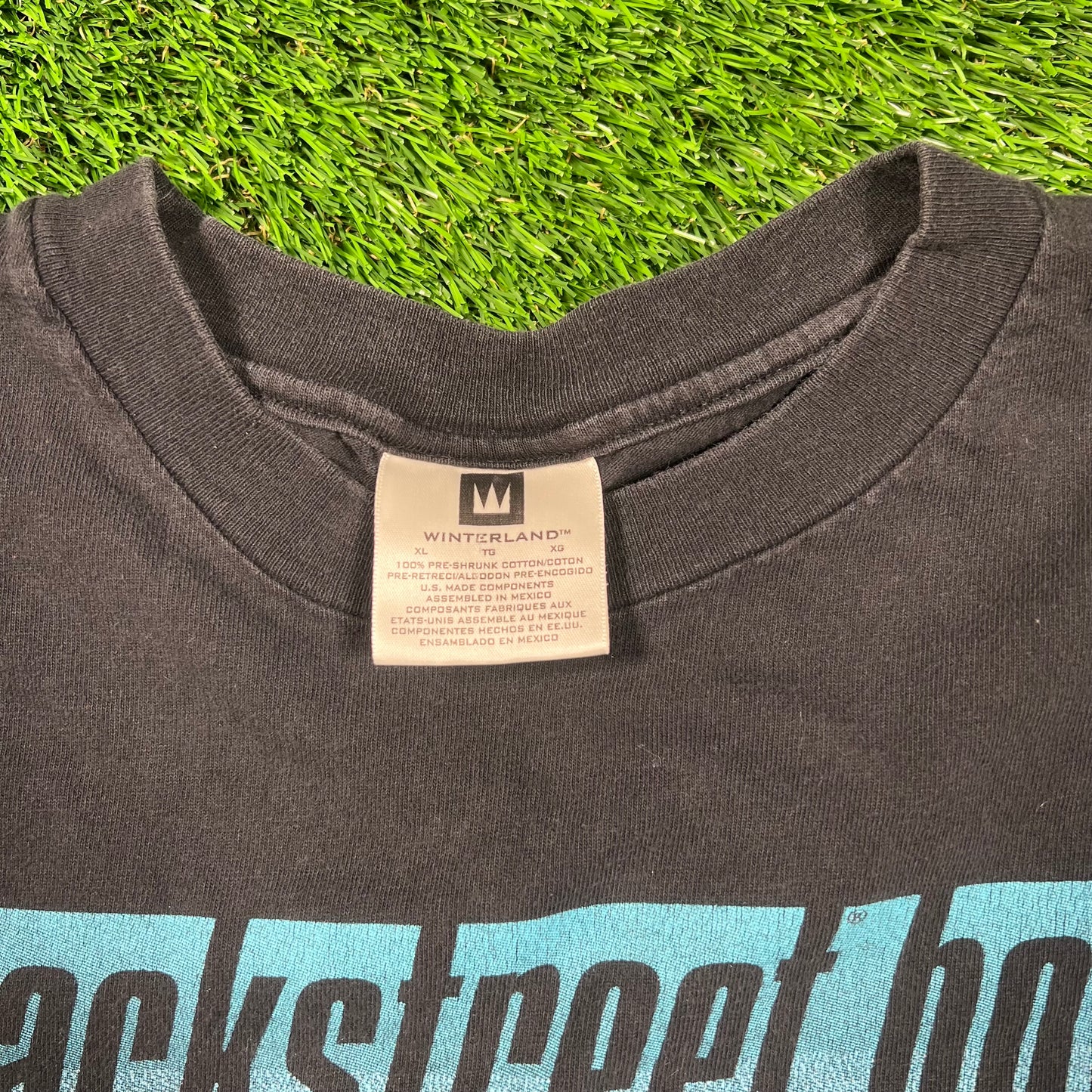 1998 Backstreet Boys Black Band Tee Size XL USED v18608