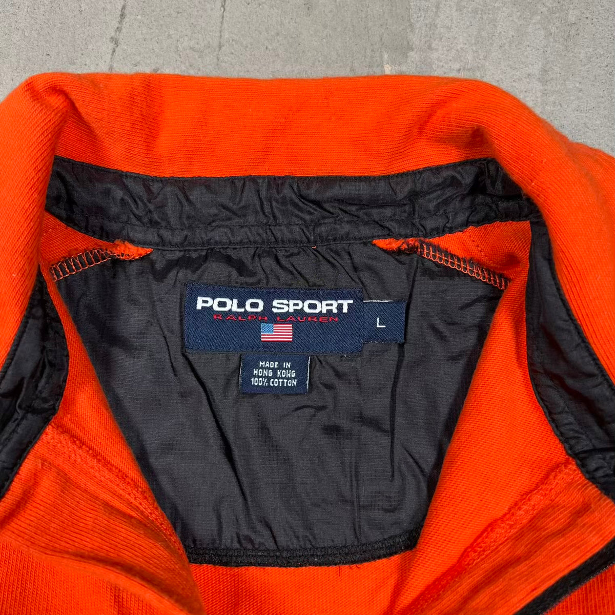 Y2K Polo Sport Raloh Lauren Half Zip Orange Longsleeve Size Large USED v20353