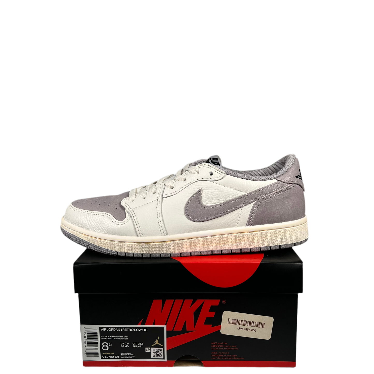 Jordan 1 Atmosphere Grey Low (2023) Size 8.5 USED S17989