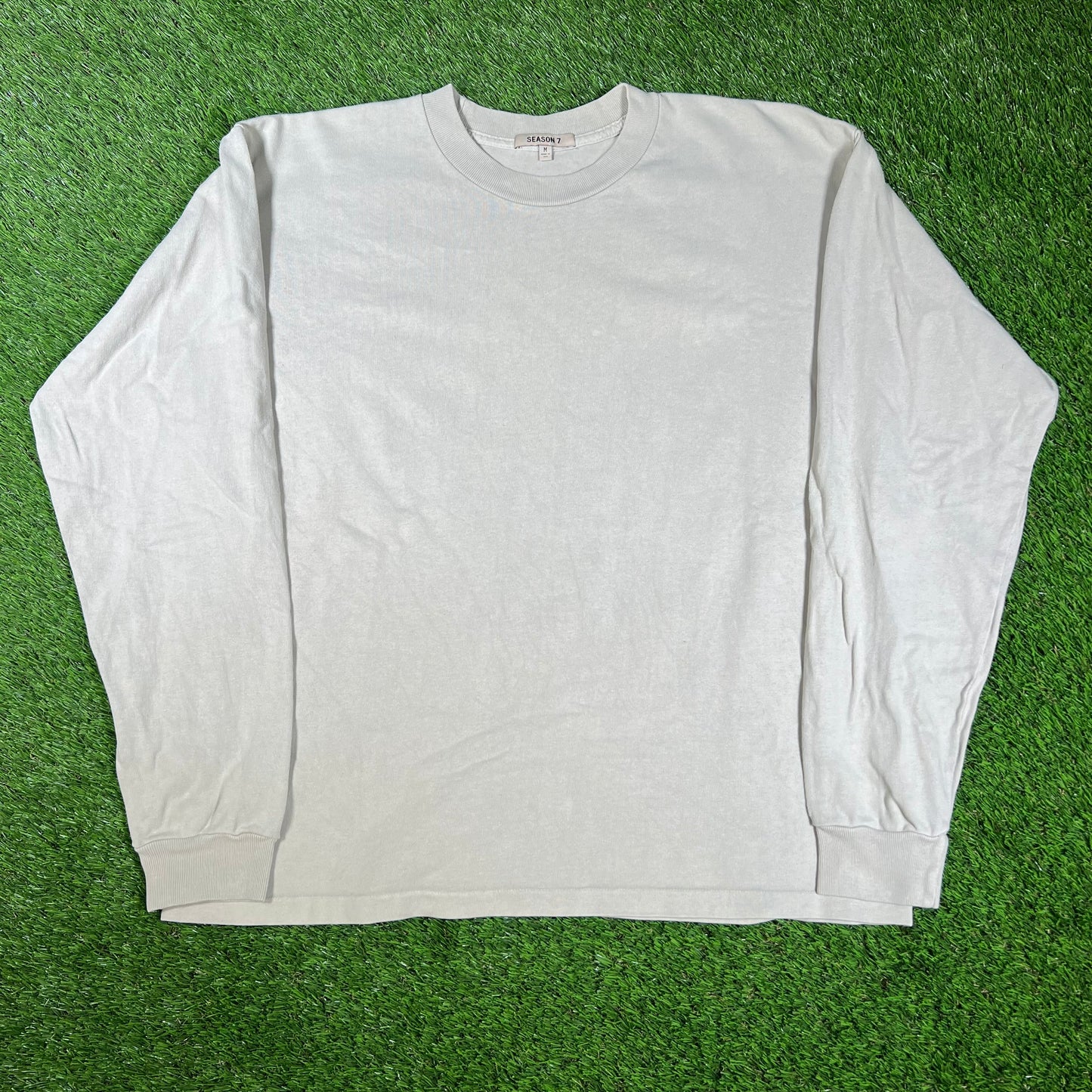 Yeezy Season 7 Plain Blank Cream Longsleeve Size Medium USED x14386