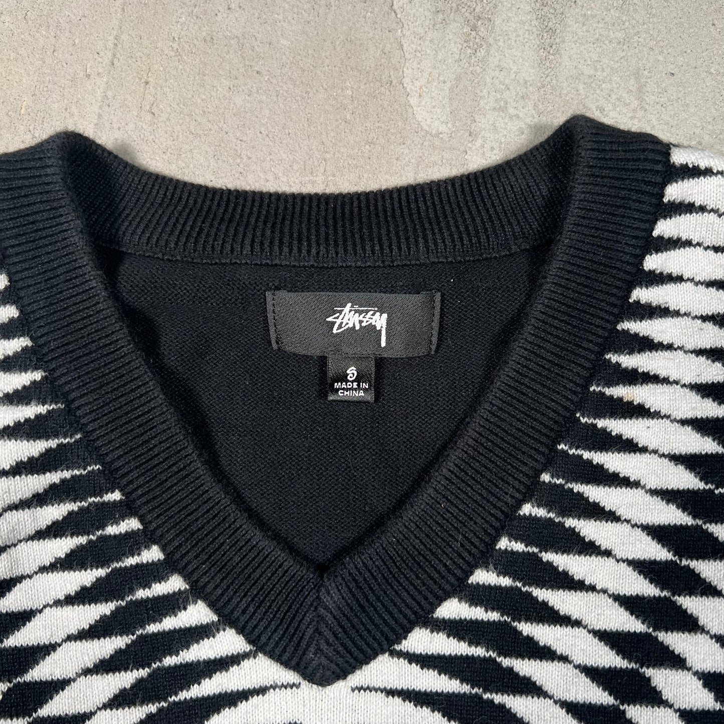 Stussy Psychedelic Checkered Sweater Vest Size Small USED x17441