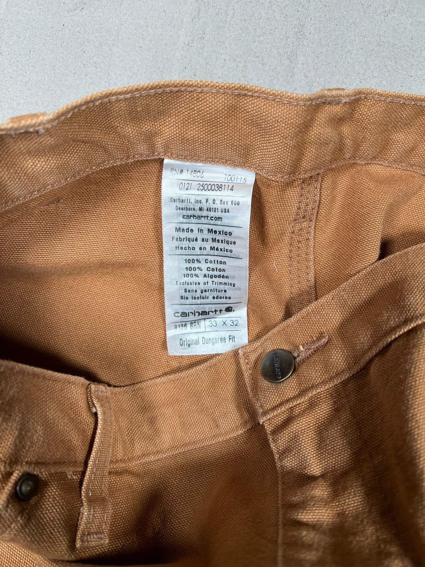 Y2K Carhartt Double Knee Workwear Tan Pants Size 33x32 USED v19763