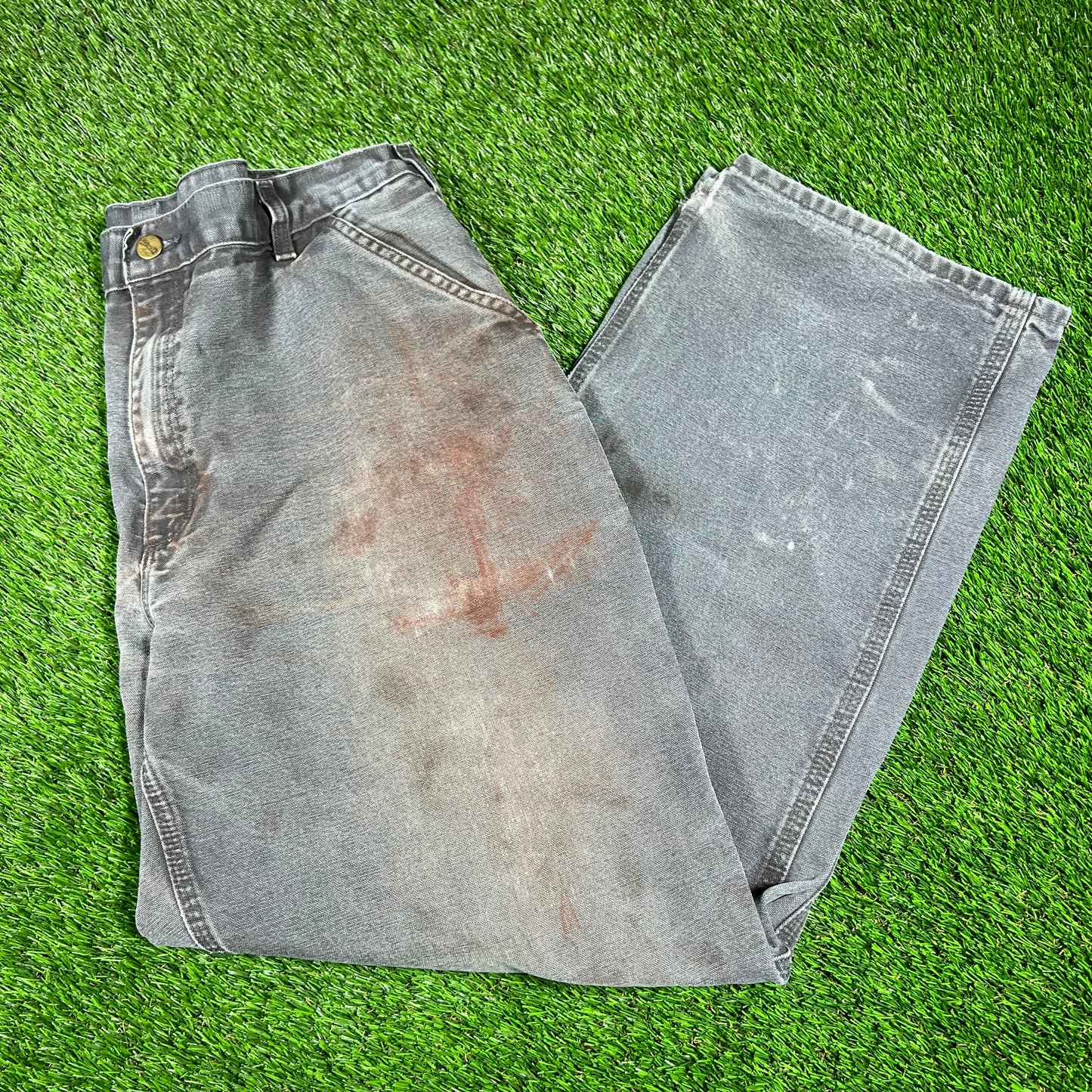 Y2K Carhartt Grey Cargo Pants Size 38 USED v16802