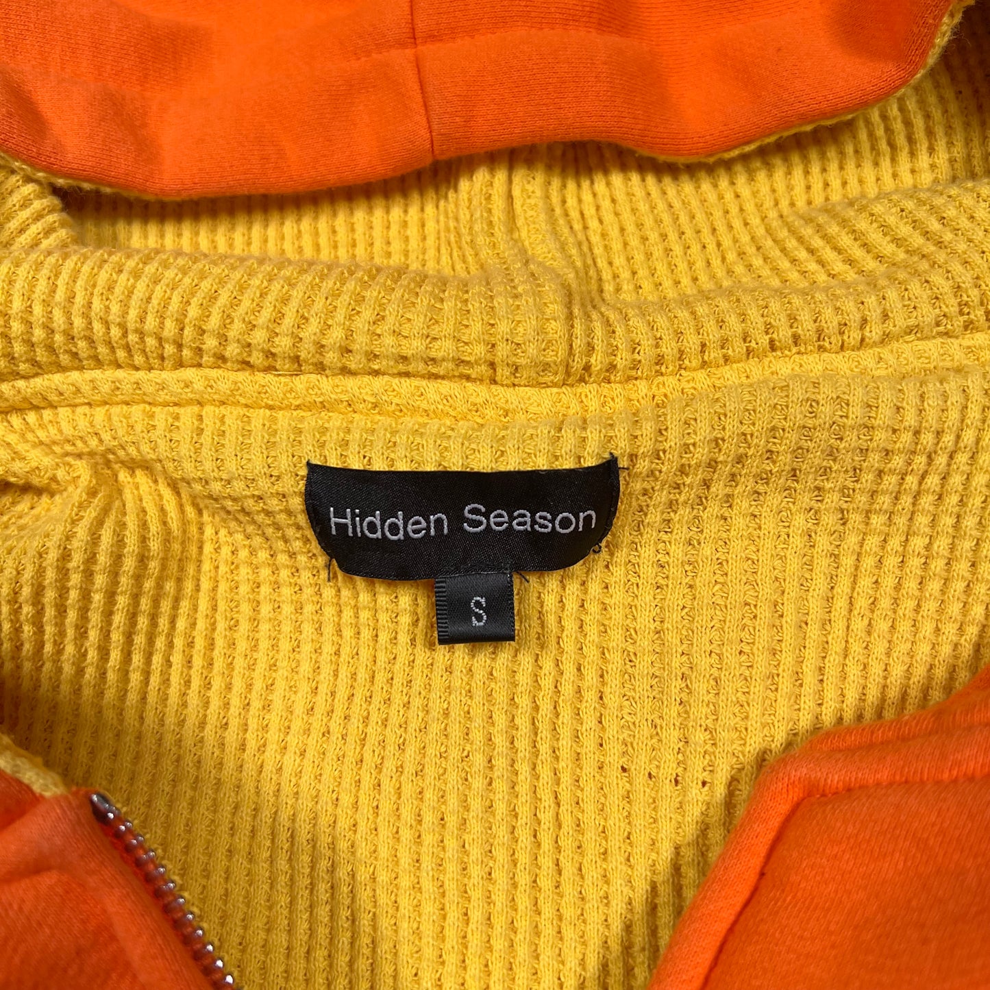 Hidden Season Orange/Yellow Reversible Hoodie Size Small USED x17202