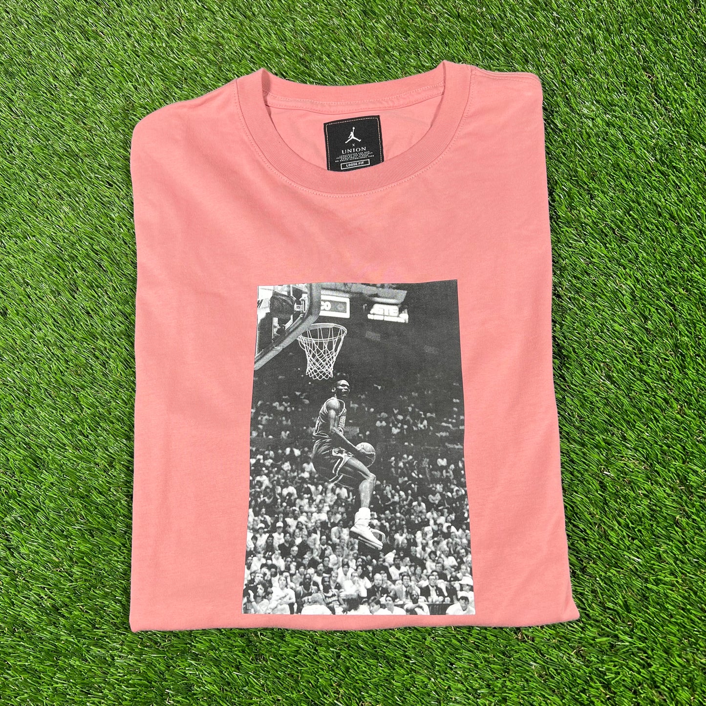 Jordan Union LA Jordan Dunking Salmon Tee Size Medium USED x14665