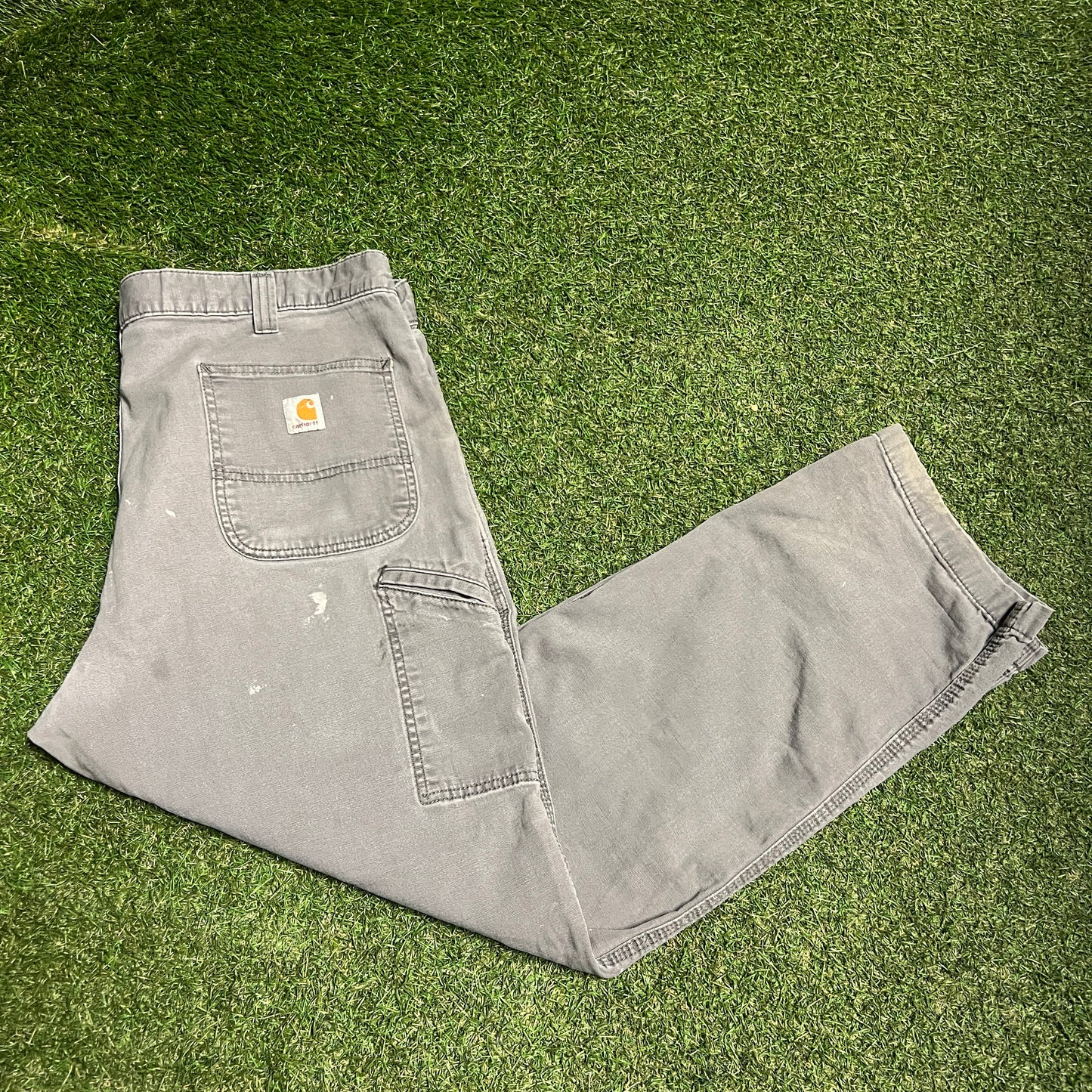 Carhartt Washed Grey Work Pants Size 40x30 USED v16374