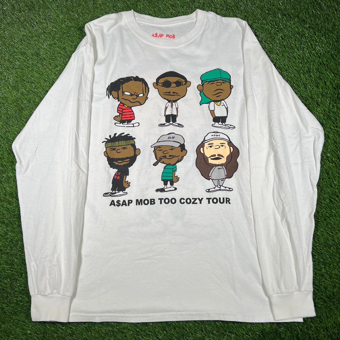 Asap Mod Too Cozy Yams Head White Longsleeve Size Medium USED x14556