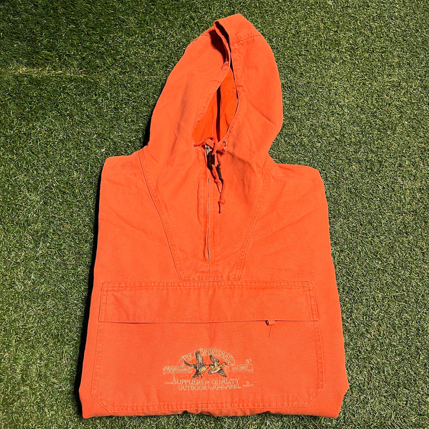 1990s Polo Orange Canavs Anorak Jacket Size Large USED v16355