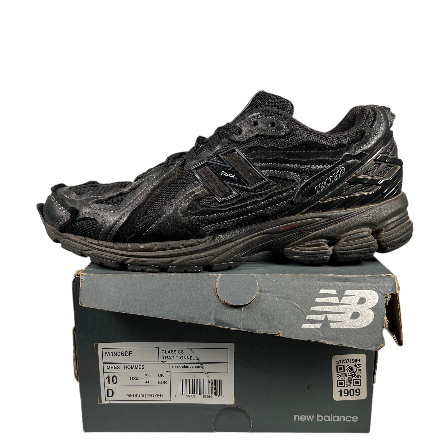 New Balance 1906D Protection Pack Black Leather (2023) Size 10 USED s18159
