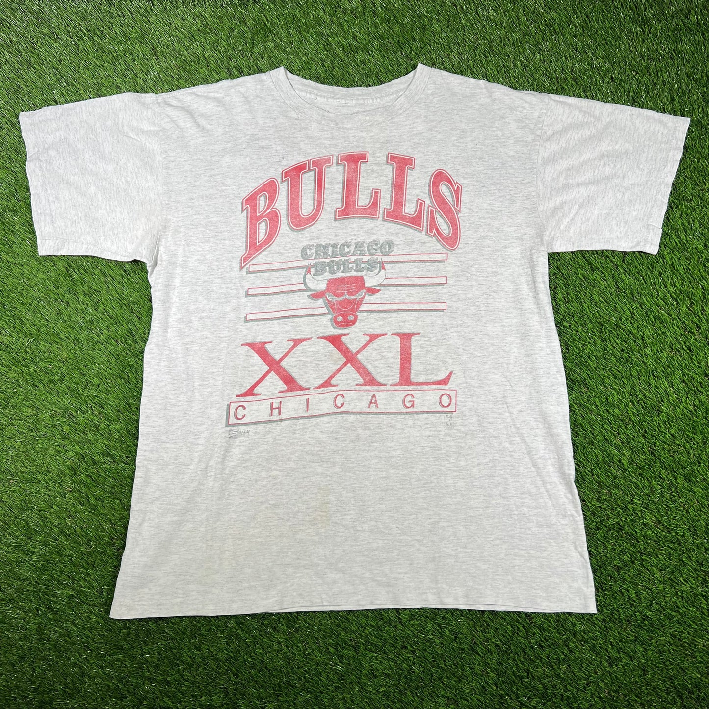 1990s Chicago Bulls XXL Salem Tag Grey Tee Size XL USED v16740