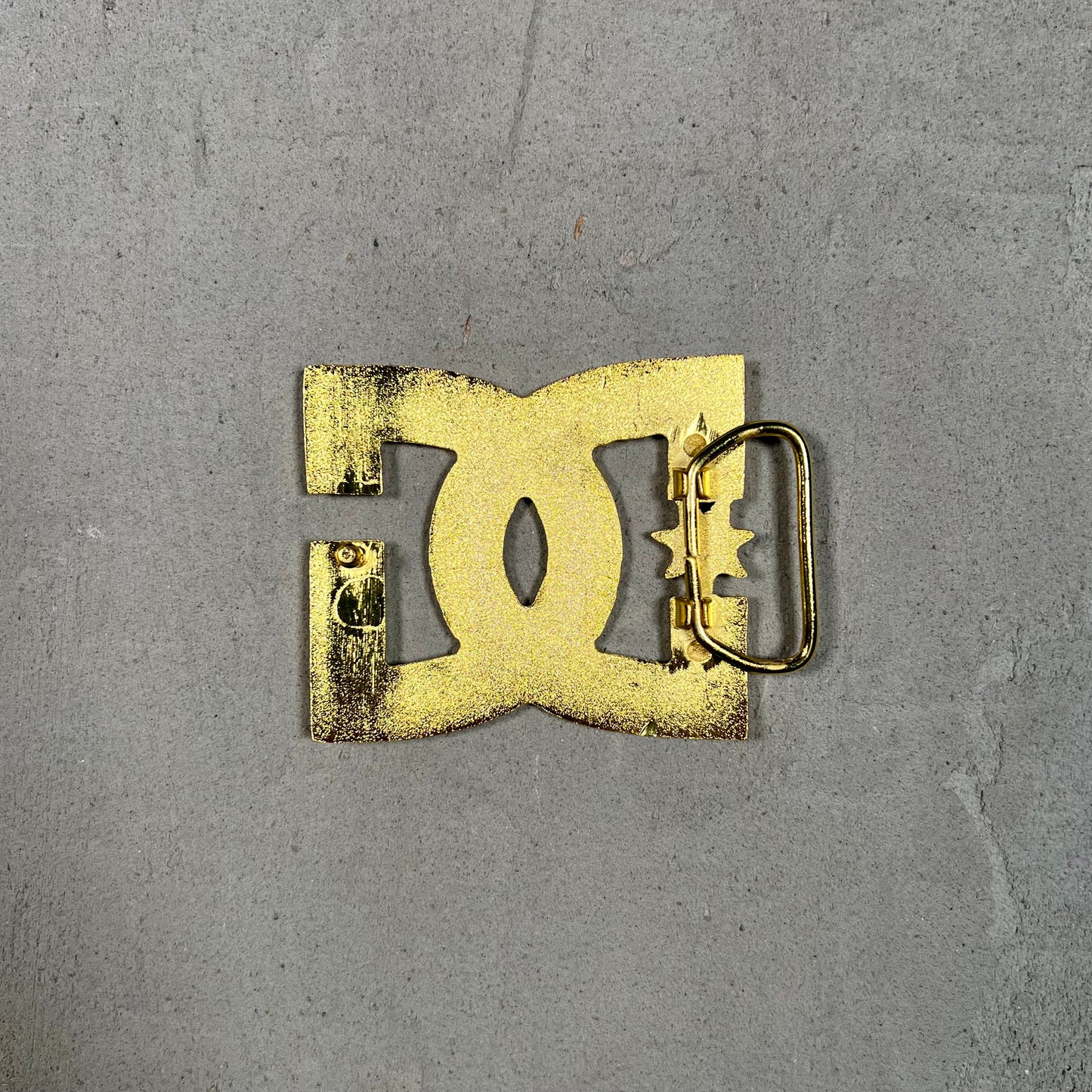 Y2K DC Iced Out Gold Logo Belt Buckle