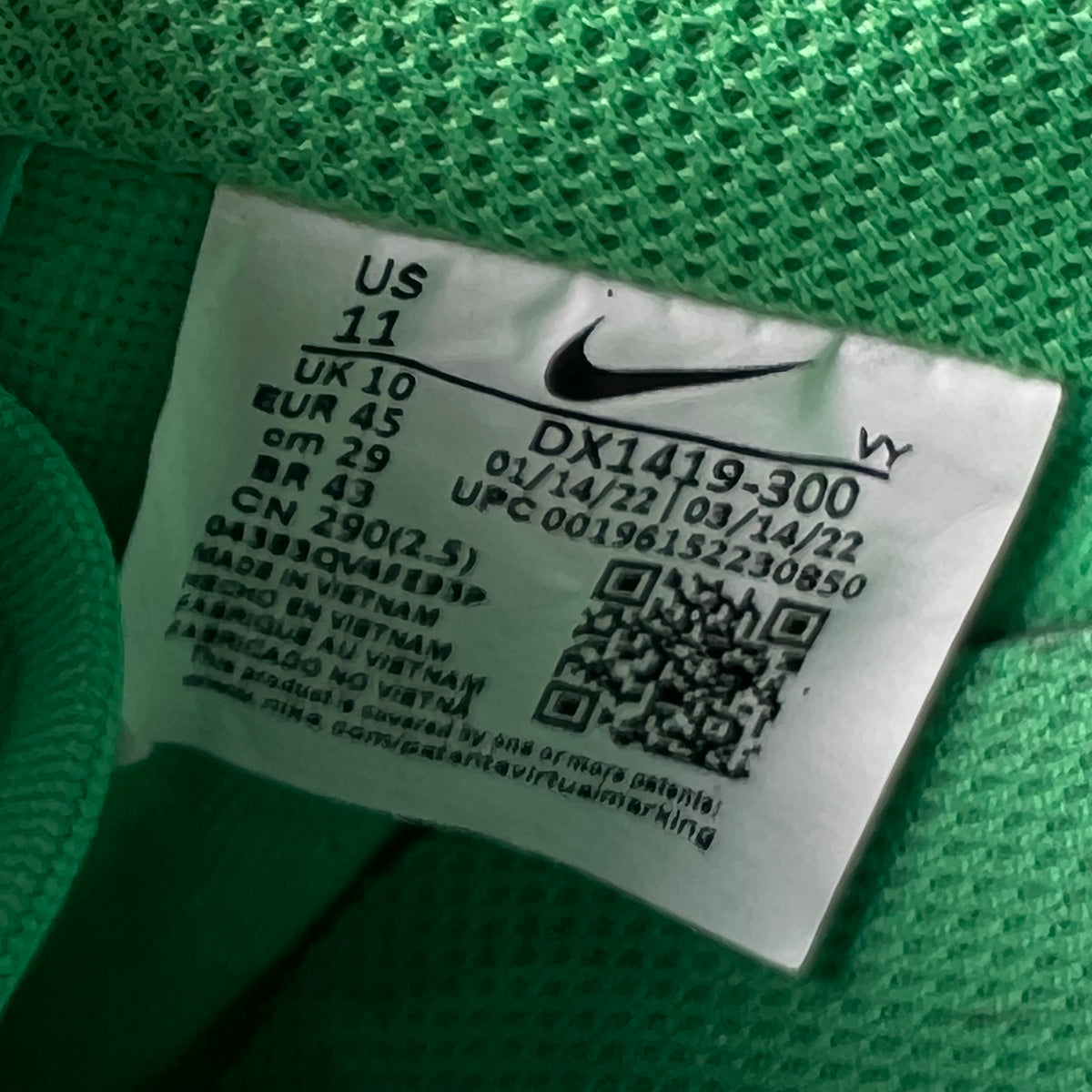Nike Air Force One Off White Brooklyn Green (2022) Size 11 USED s16032