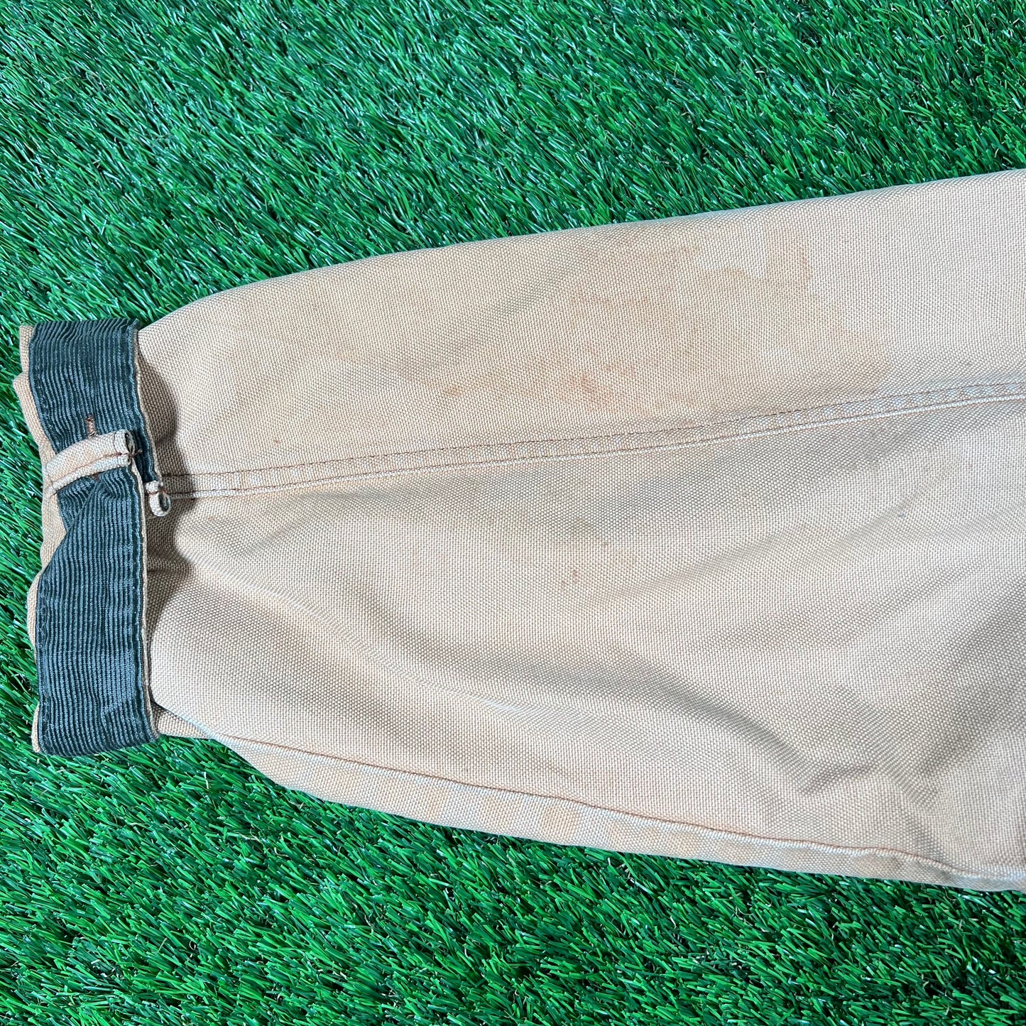 1990s LL Bean Beige Corduroy Button Green Collar Up Jacket Size Large USED v9392