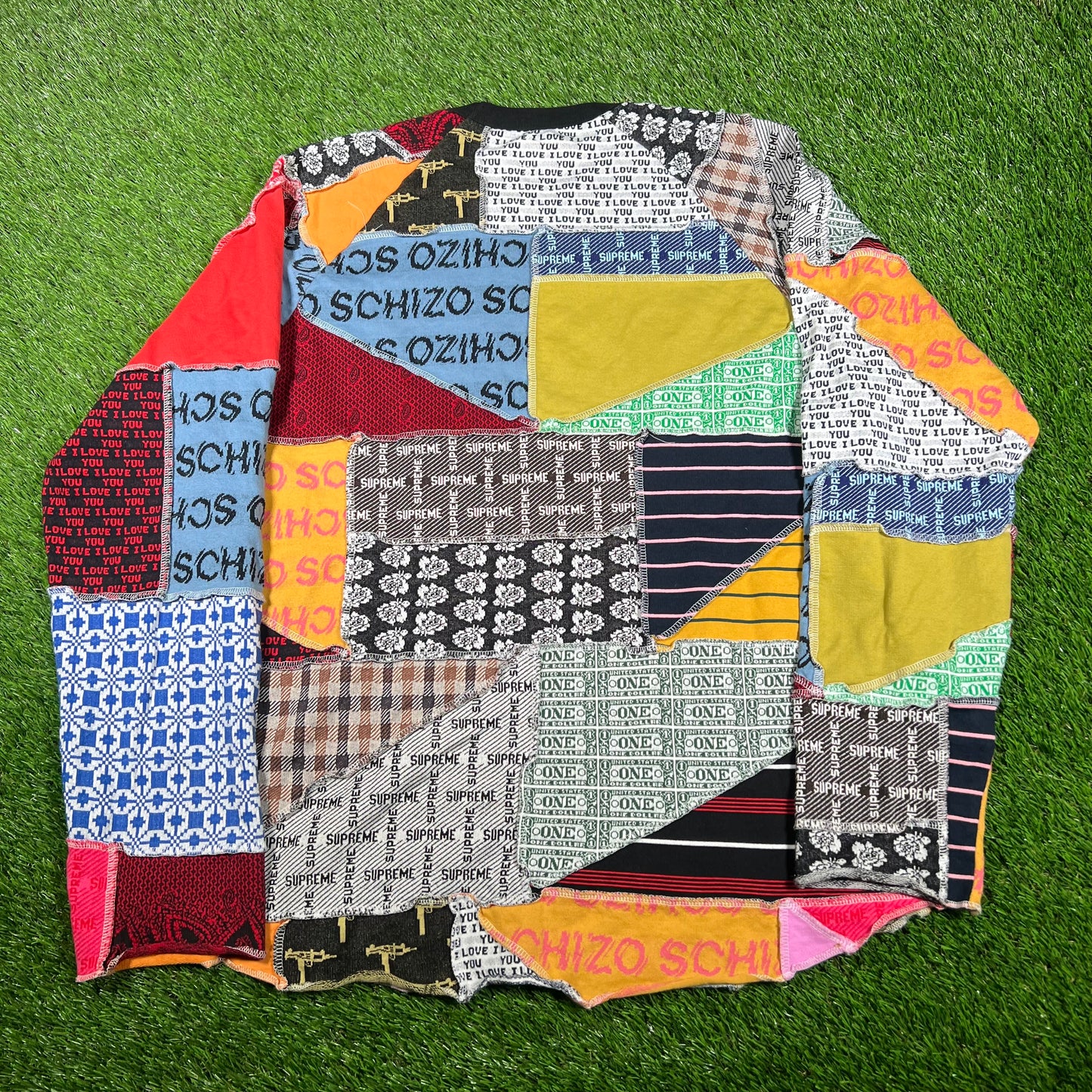 Supreme Patchwork Cable Knit Cardigan Longsleeve Size Medium USED x14911